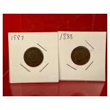 1887 & 1888 Indian Head One Cent Pennies