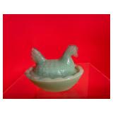 Jadeite Glass Miniature Hen On Nest