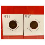 1884 & 1888 Indian Head One Cent Pennies