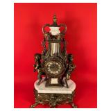 Bronze & Marble Ornate French Style Mantle Clock
