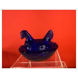 Cobalt Blue Mini Hen on Nest