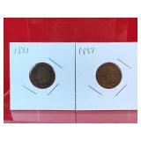 1881 & 1887 Indian Head One Cent Pennies