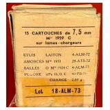 15 Rounds of French 7.5mm Ammo in Stripper Clips