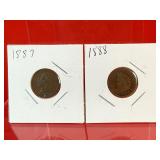 1887 & 1888 Indian Head One Cent Pennies