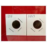 1884 & 1887 Indian Head One Cent Pennies