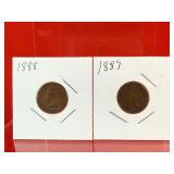 1888 & 1889 Indian Head One Cent Pennies