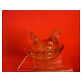 Miniature Glass Hen on Nest