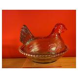 Rainbow Glass Hen on Nest