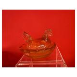 Orange Glass Mini Hen on Nest