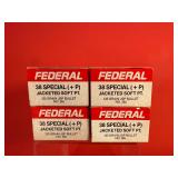 200 Rounds - Federal .38 Special +P JSP Ammo