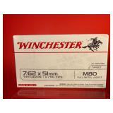 20 Rounds - Winchester 7.62x51mm M80 FMJ Ammo