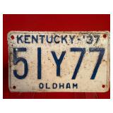1937 Kentucky License Plate: Oldham County