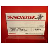 20 Rounds - Winchester 7.62x51mm M80 FMJ Ammo