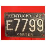 1942 Kentucky License Plate: Carter County