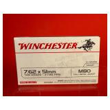 20 Rounds - Winchester 7.62x51mm M80 FMJ Ammo