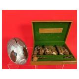 Piggy Bank & Misc. Wheat Pennies