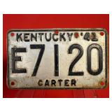1941 Kentucky License Plate: Carter County