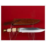 Timber Wolf Large Bone Handle Bowie Knife & Sheath