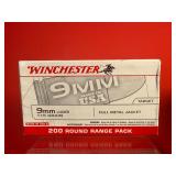 200 Rounds - Winchester 9mm FMJ Ammo