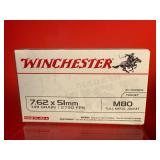 20 Rounds - Winchester 7.62x51mm M80 FMJ Ammo