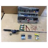 VTG ALUMINUM Tackle Box w/ZEBCO Rod & Reel