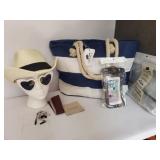 Ladies cowboy style hat w/sunglasses & beach bag