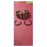 Vintage Silver tone and redcuff bracelet