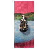 Vintage 925 smoke topaz pendant half an inch