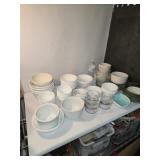 Large lot, vantage, corelleand other glass bowls