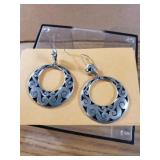 Sterling 925 silver Mexico hoop earrings 7.2g tw