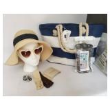 Sun Hat w/sunglasses & Beach bag