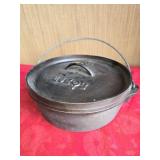 Ten inch cast iron lodge, dutch oven footed