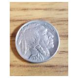 1937D US Buffalo Nickel AU condition