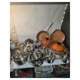 Large lot, pots and pans, multiple makers very