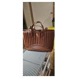 FAUX LEATHER LARGE QUILTED HANDBAG