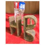 Metal branding iron letters h b