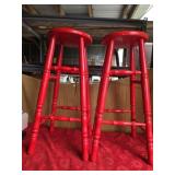 Pair of two wooden bar stools