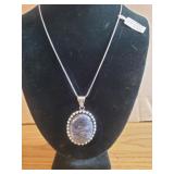 Sodalite Pendant 18' chain German Silver NEW