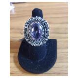 Amethyst ring size 8 German Silver NEW