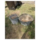Two vintage galvanized metal bucket is x