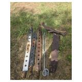 Three tractor tow bars plus tractor seat broken