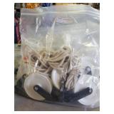 Bag of ropes, plastic pulleys & over the door
