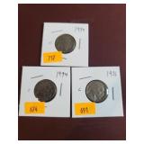 1934,1936,1937 Indian Head Nickels