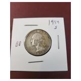 1954S Washington Silver Quarter
