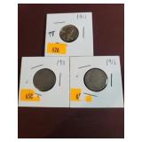 1911,1912 Liberty Head V Nickel & 1961 silvery