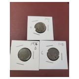 1936,1936S,1936D Indian Head Nickels