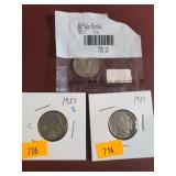 1937,1937S,1937D Indian Head Nickels
