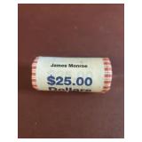 Roll of 25 UNC James Monroe President $1 Coins