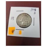 1948D Washington Silver Quarter