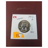 1956D Washington Silver Quarter UNC
